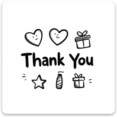 A thank you sign, gratitude, notion style hand drawn doodles sticker