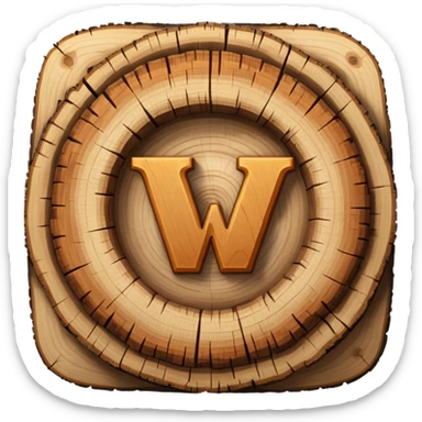 letter w inside tree rings sticker