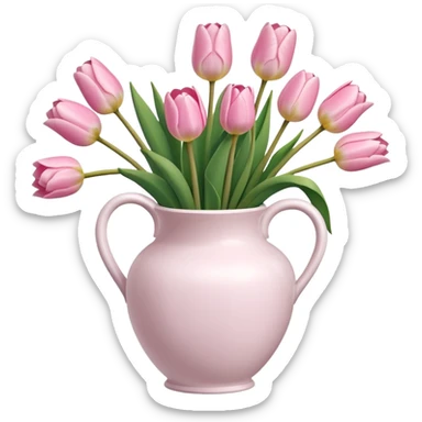 Light pink tulips in white vase sticker