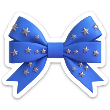 gothic style 3D emoji bow, midnight blue with black accents, silver stars, mysterious and rich sticker