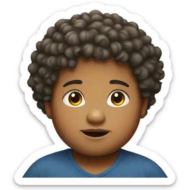 chubby curly hair kid sticker