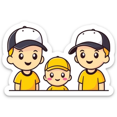 Make me 3 emojis of 1) a guy with a cap (just like this guy) 2) a baby emoji 3) emoji like the girl on the right  sticker