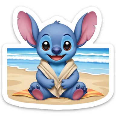 Stitch realista en la playa sticker