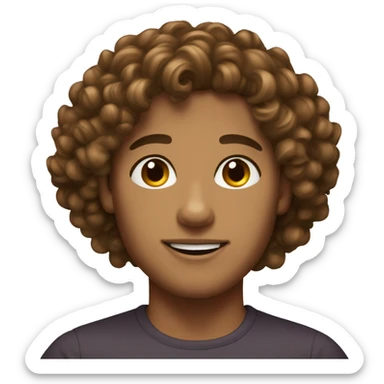 tanned curly brown hair  sticker