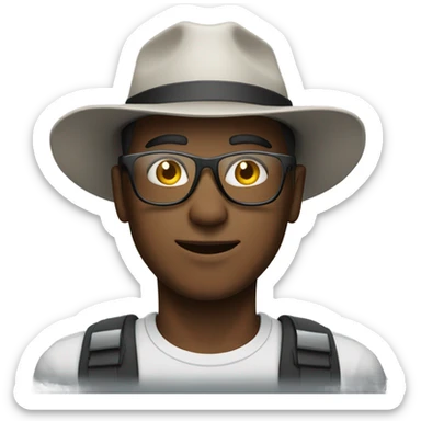 stylish male with safety glasses and hat sticker