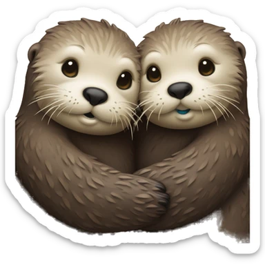 Two sea otters hugging sticker
