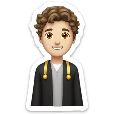 Prograduate Male Brown Hair with confetti emoji sticker