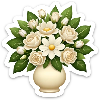 flower arrangements in a cream and white bouquet sticker