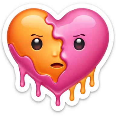 Melting heart pink and orange sticker