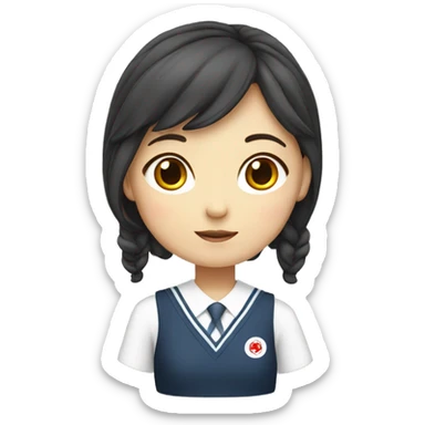 A girl wearing a Korean school uniform sticker