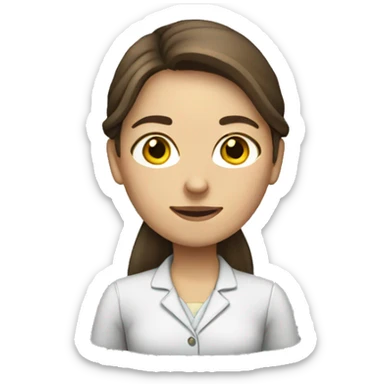 Female brown long hair teacher, white skin sticker