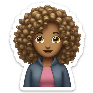 curly hair girl shrug sticker
