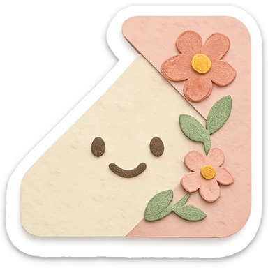soft pastel gentle corner sticker with floral pattern, with a smiling face accent sticker