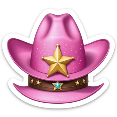 pink glittery cowgirl hat whit sherif star sticker