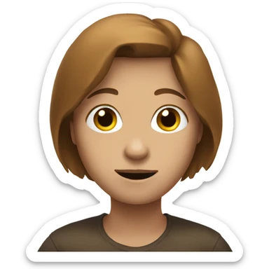 Shrug emoji white with brown hair sticker