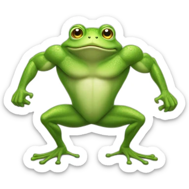 frog flexing leg muscle sticker