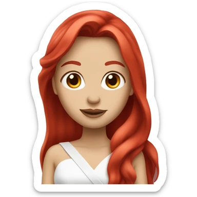 Red long hair white pageant girl  sticker