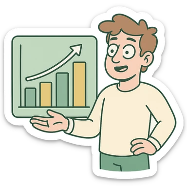 modern bar graph, green gold and white color scheme, rounded shapes, simple design sticker