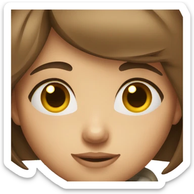 a girl with short brown hair and wide eyes sticker