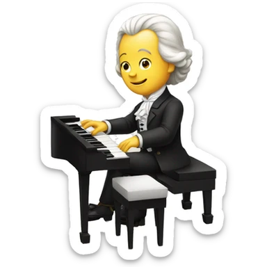 Mozart playing piano sticker