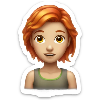 A beautiful sunset with a very lonely, redhead girl with her tips, glowing rainbow sticker