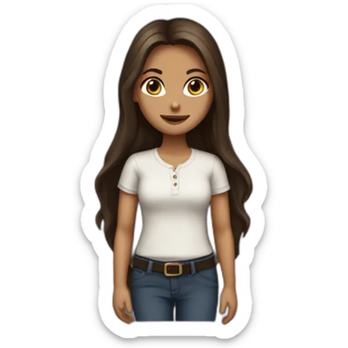 Elena Gilbert with long hair and a ribbed button-down t-shirt sticker