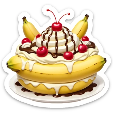 The biggest banana split ever with tons of cream on top  sticker