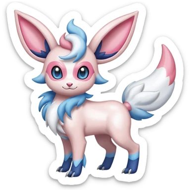 Shiny Absol-Sylveon-Amaura-Fakémon-hybrid-creature (full body)  sticker