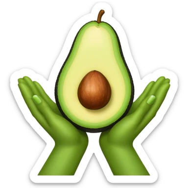 hands holding a so small avocado sticker