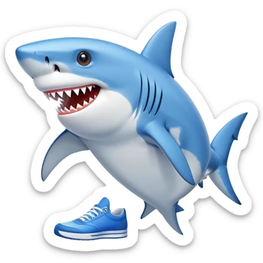 Shark with 4 legs wearing blue sneakers sticker