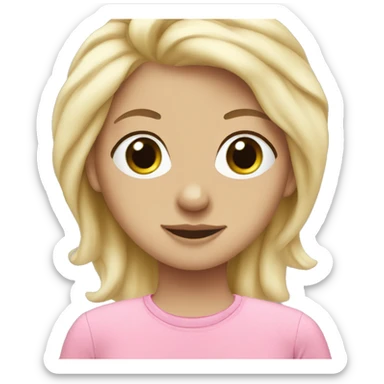 blonde girl pink pjs face mask  sticker