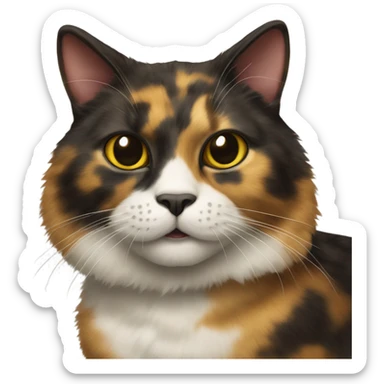 Tortoiseshell cat with yellow and white and black and is big sticker