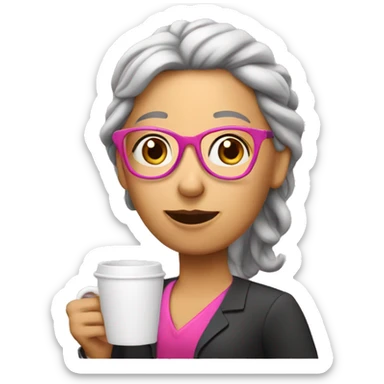 Pink Teacher  with coffee cup sticker