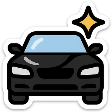 small bright silver or gold star icon conveying perfection on a glossy black high-end car surface, main color glossy black, subtle reflections, emphasis on mirror-like shine, modern and clean, not overloaded sticker