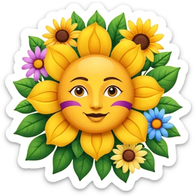 Logo of Madhu Gupta written on the sun surrounded by flowers sticker