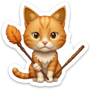 Elinde sopa tutan kedi sticker