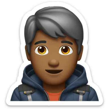 Brown male with an monclere jacket sticker