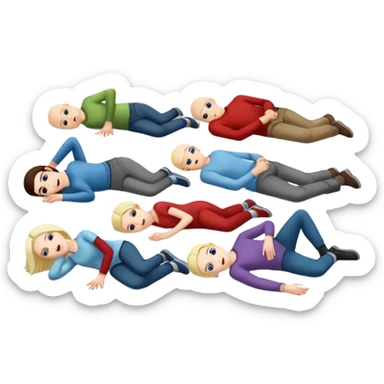 A croud of people dead on the floor sticker