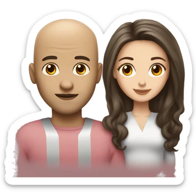 White brunette woman with long hair black bald man light skinned in love  sticker