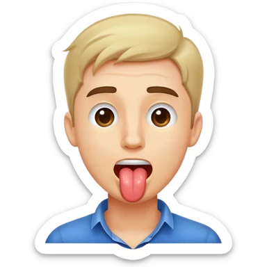 guy with his arms around his neck while sticking his tongue out sticker