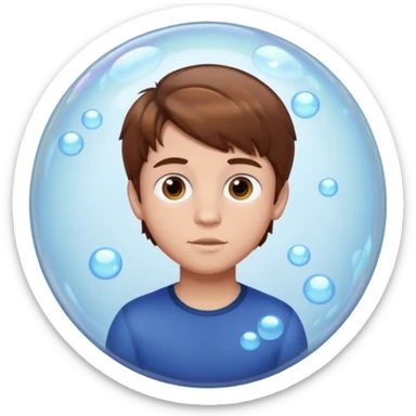 Brown hair Boy in a bubble sticker
