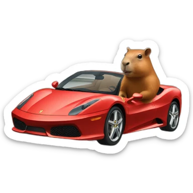 capibara driving a ferrari sticker