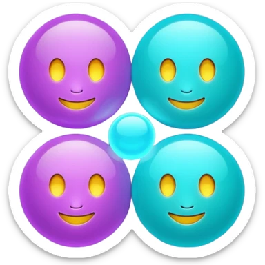 emoji icon of three glowing orbs connected by light beams forming unity, neon purple and cyan lights, dark futuristic background, 1:1

 sticker