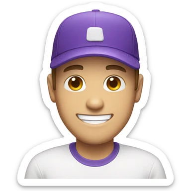purple cap hat white guy smiling sticker