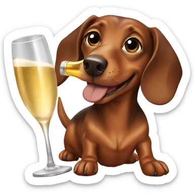 Brown dachshund drinking champagne sticker