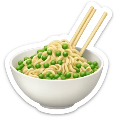 A bowl of noodles with peas sticker
