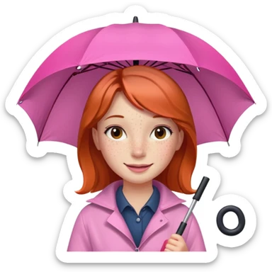 Girl with pink umbrella sticker