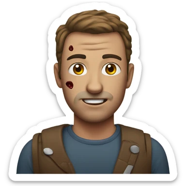 Man with wound sticker