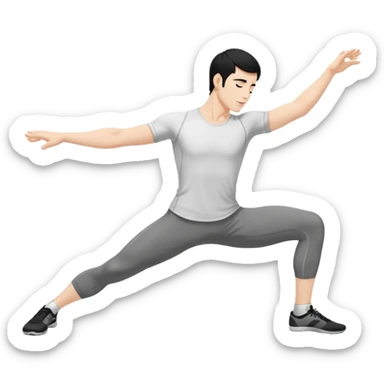 Hombre blanco pelinegro haciendo el ejercicio de tocar los pies con las piernas rectas  sticker