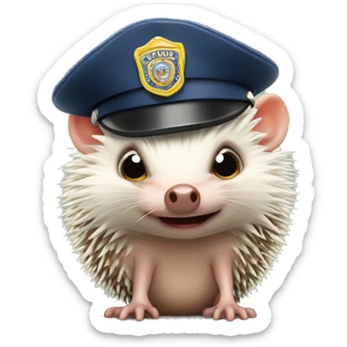 angry hairless hedgehog with police hat sticker